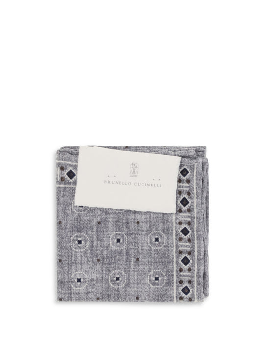 BRUNELLO CUCINELLI Ethnic-patterned silk Pocket Square