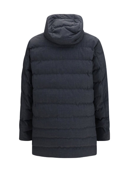 Herno Long padded Hooded Jacket - Ferro