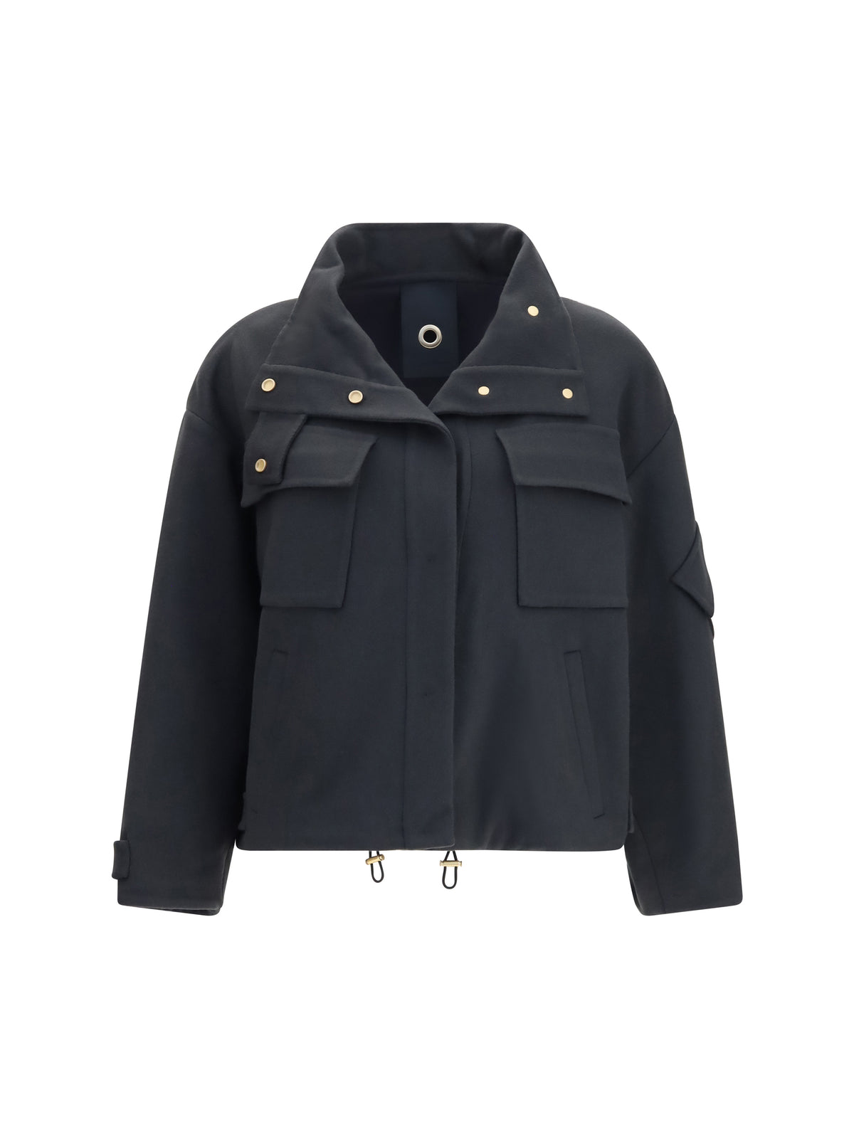 Giorgio Armani Coat Caban in double cashmere blouson with high collar - Swamp