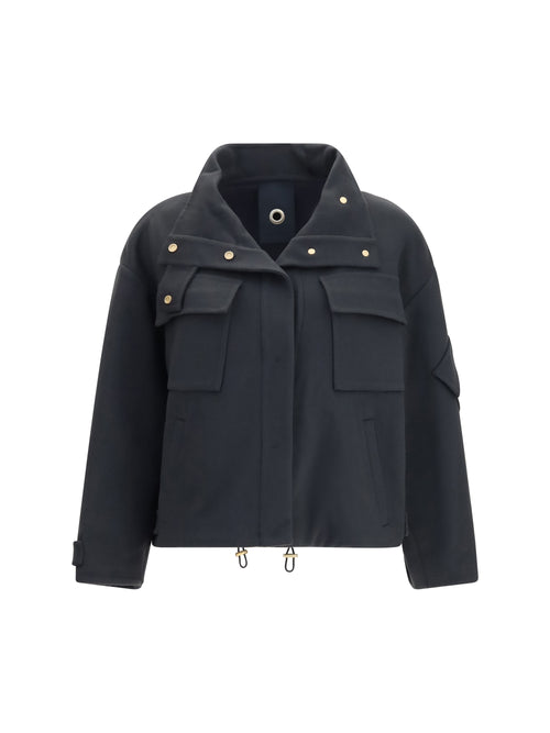 Giorgio Armani Coat Caban in double cashmere blouson with high collar - Swamp