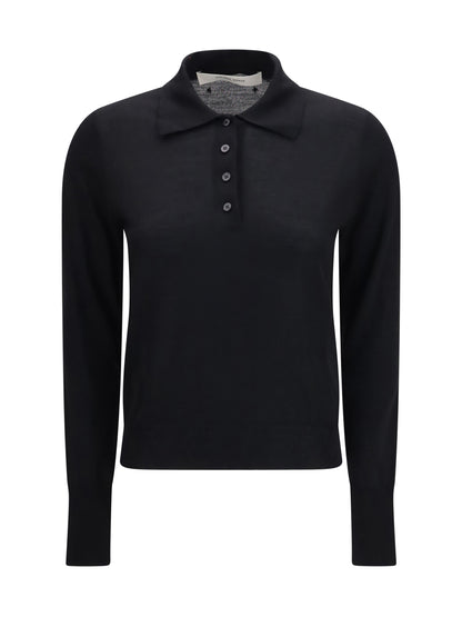 Golden Goose Long sleeve merino wool Polo - Black
