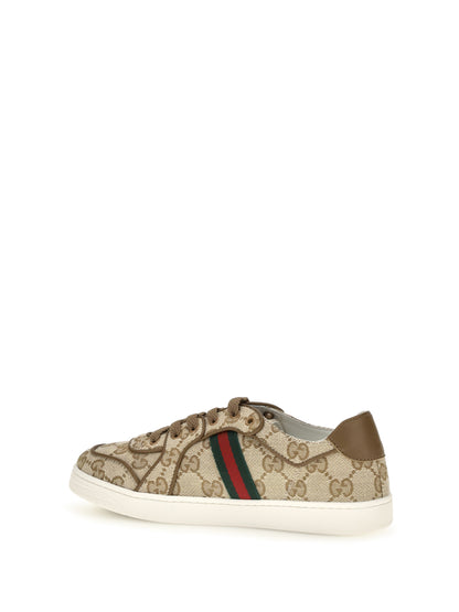 Gucci GG monogram Sneakers with Web detail for Boy - Vint.Sand/Cashew/Vrv
