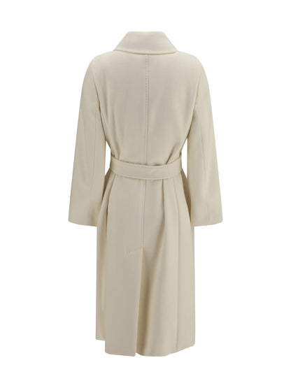 Max Mara Studio Double breasted wool Coat - White Lana