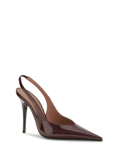 Amina Muaddi Anok patent leather Slingback Pumps - Merlot Patent
