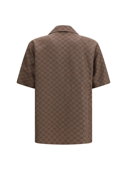 GUCCI GG linen blend bowling Shirt