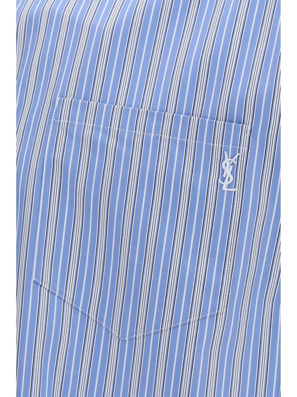 Saint Laurent Cassandre striped cotton Shirt - Bleu Craie Noir