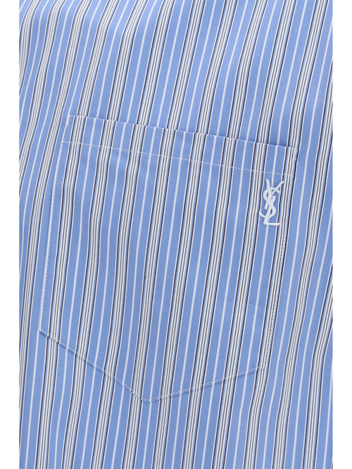 Saint Laurent Cassandre striped cotton Shirt - Bleu Craie Noir
