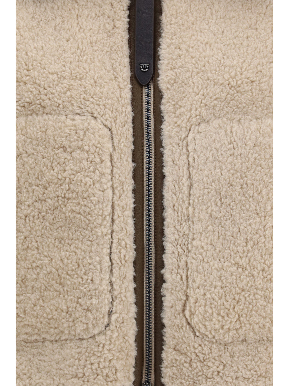 Pinko Eco shearling Jacket - White/Brown