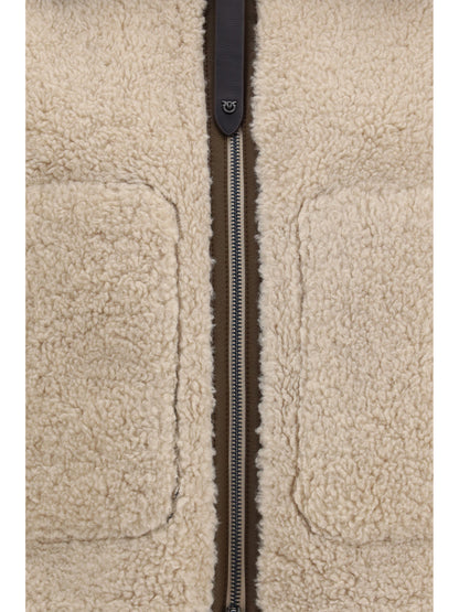 Pinko Eco shearling Jacket - White/Brown
