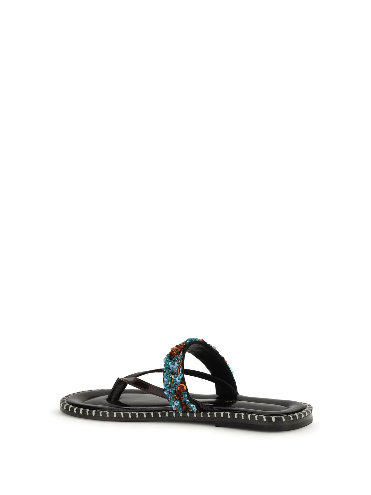 Dries Van Noten Slip-on leather Sandals with sequins - Turquoise