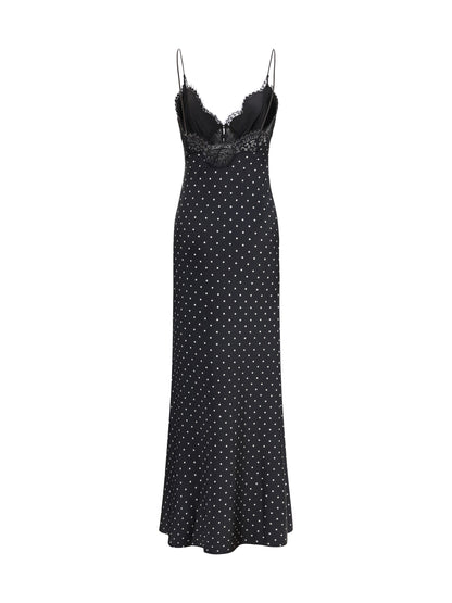 SELF-PORTRAIT Polka dot satin maxi Dress