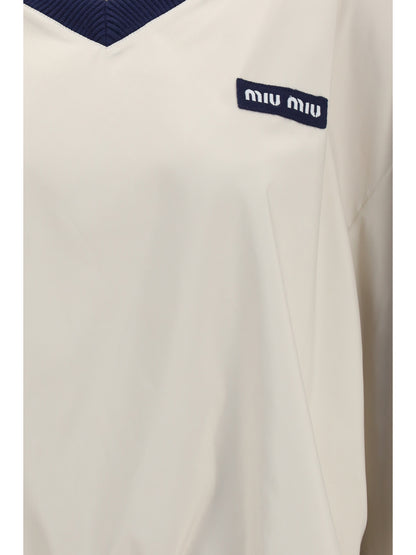 Miu Miu Pongé tec Sweatshirt - Opale