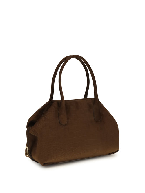 Themoirè Medium Talia Trank crocodile-effect suede Shopping Bag - Rocky Road