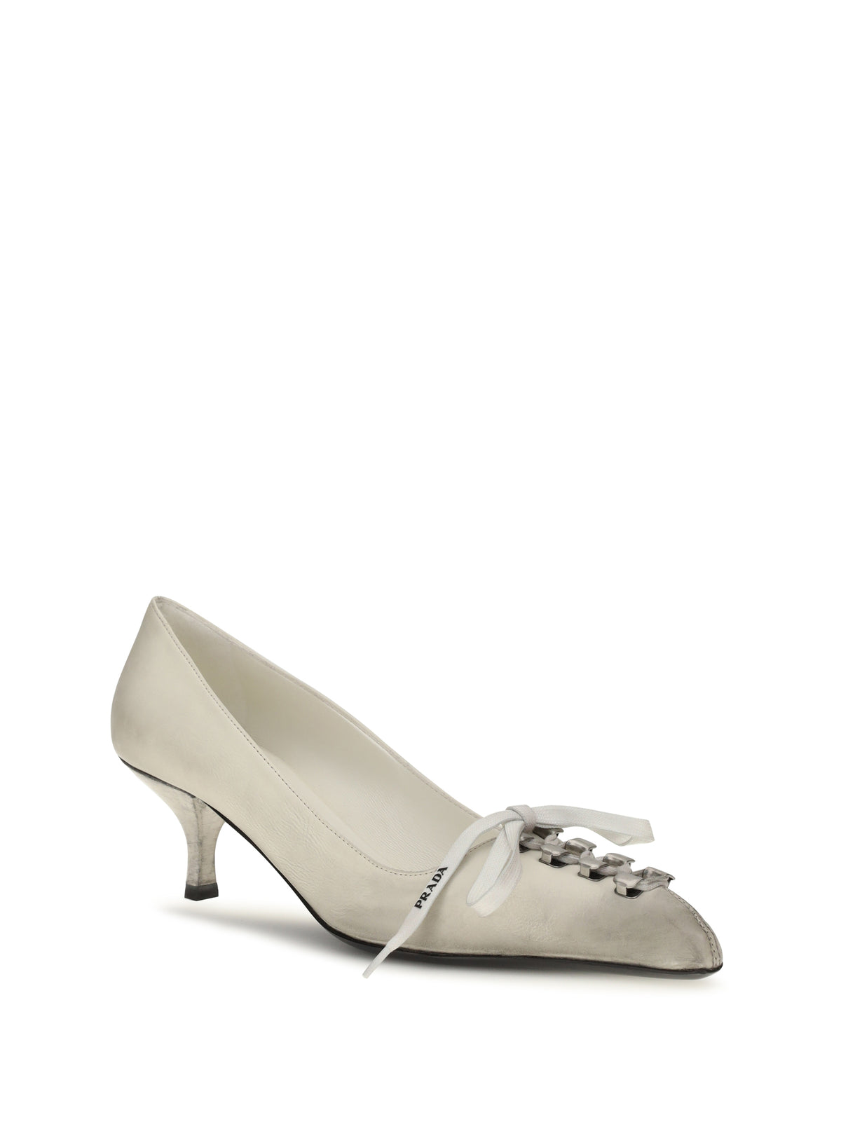 Prada Lace-up antique-finish leather Pumps - Talco