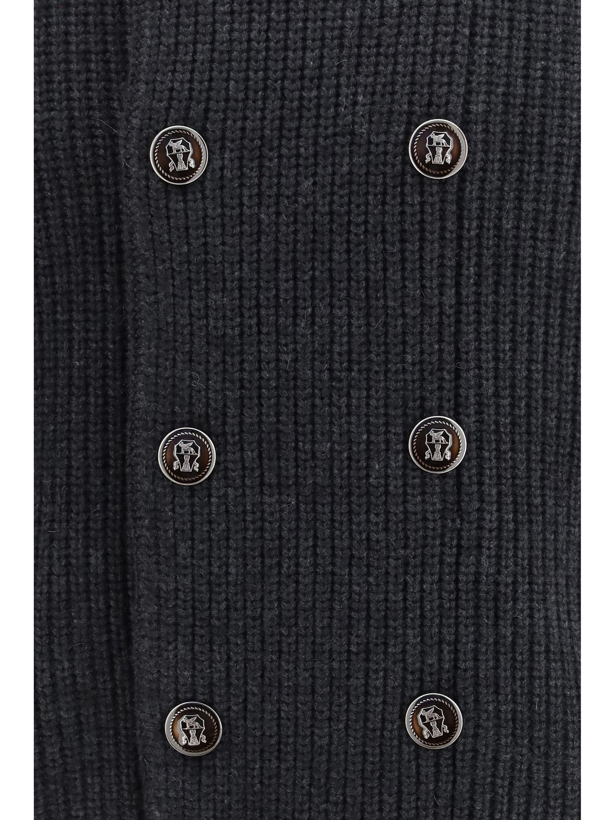 Brunello Cucinelli Marina Cardigan in English Rib Cashmere - Charcoal