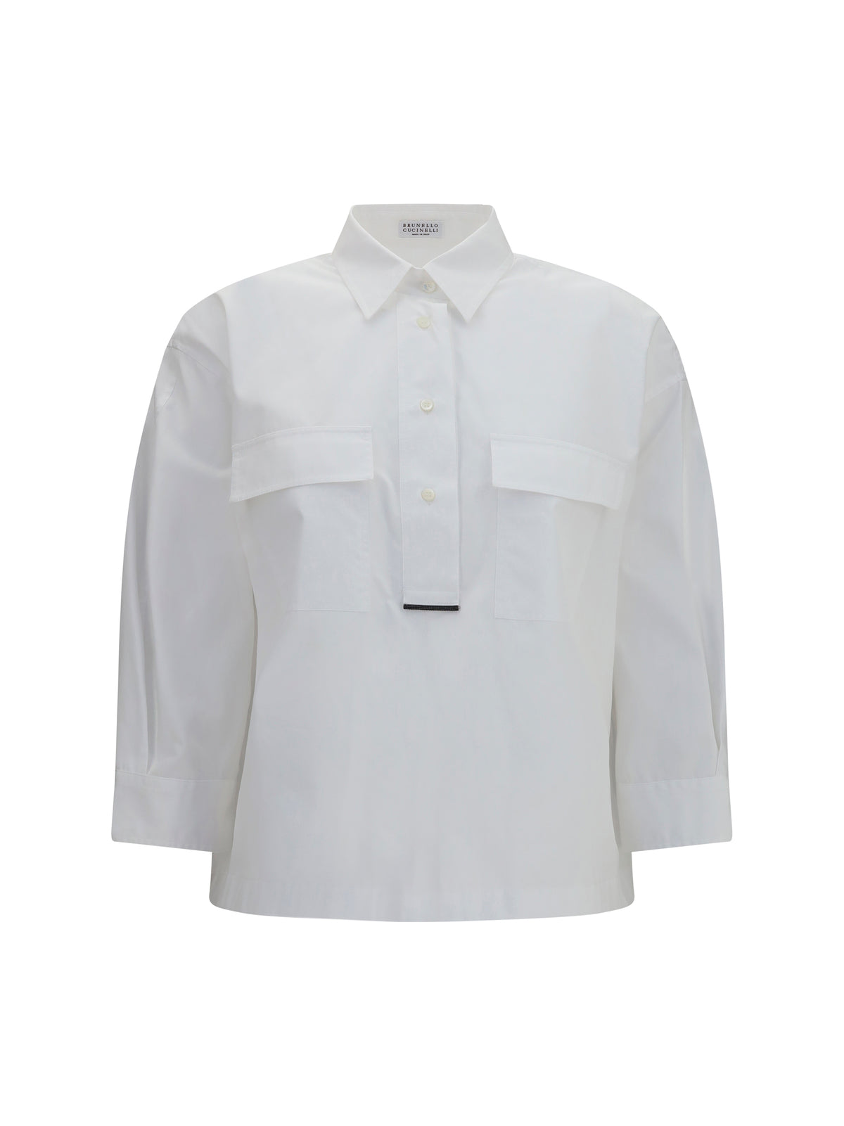 Brunello Cucinelli Cotton Shirt with monili details - White