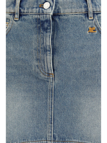 Courrèges Denim circle Skirt - Denim Bleu Delave