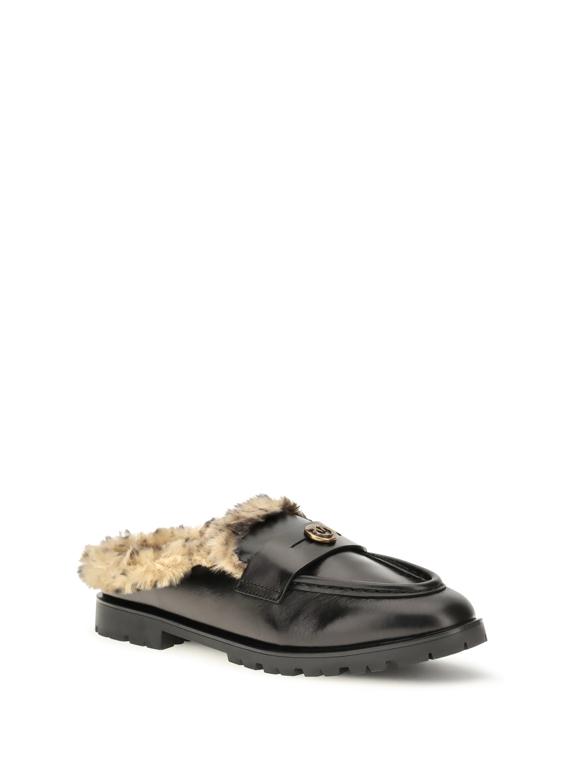 Pinko Nora padded leather Sabots - Black