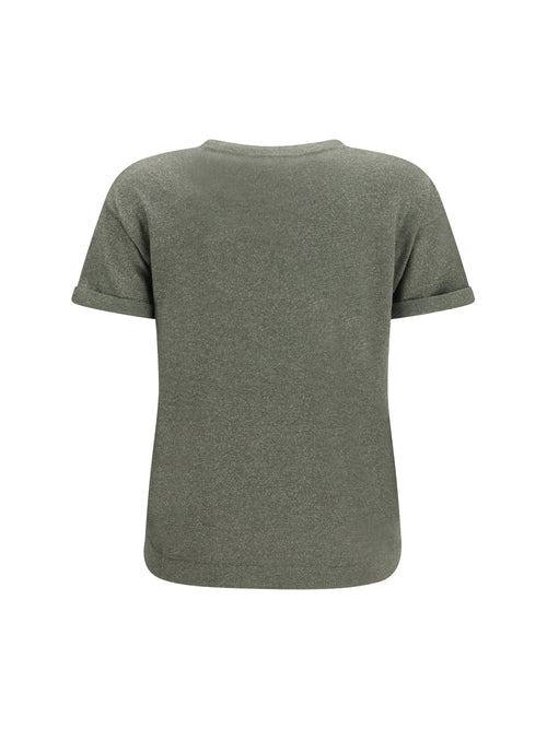 Brunello Cucinelli Cashmere glitter T-shirt - Origano