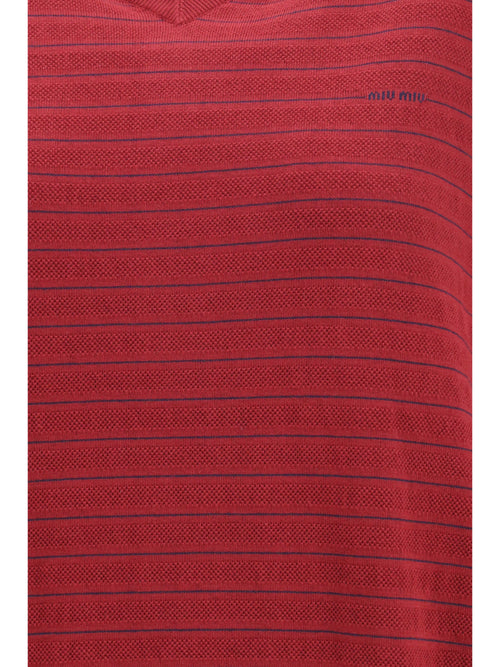 Miu Miu Cotton V-neck Sweater - Amaranto