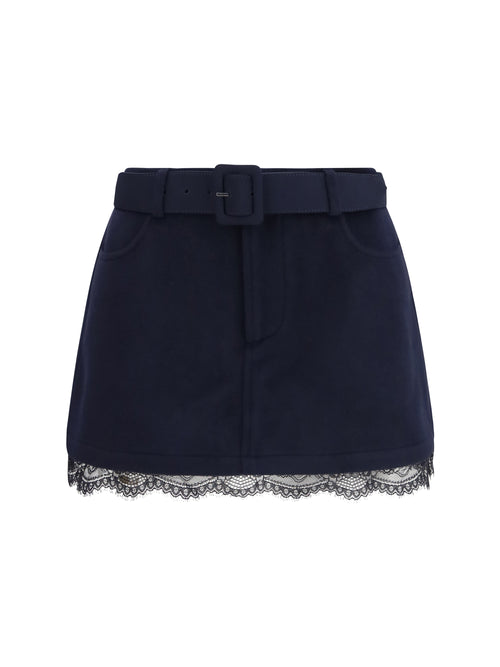 Self-Portrait Wool Shorts with lace - Navy