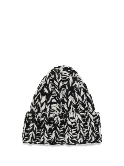 Ami Paris XXL wool Knit Beanie - Noir/Ivoire