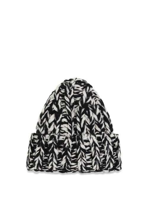 Ami Paris XXL wool Knit Beanie - Noir/Ivoire