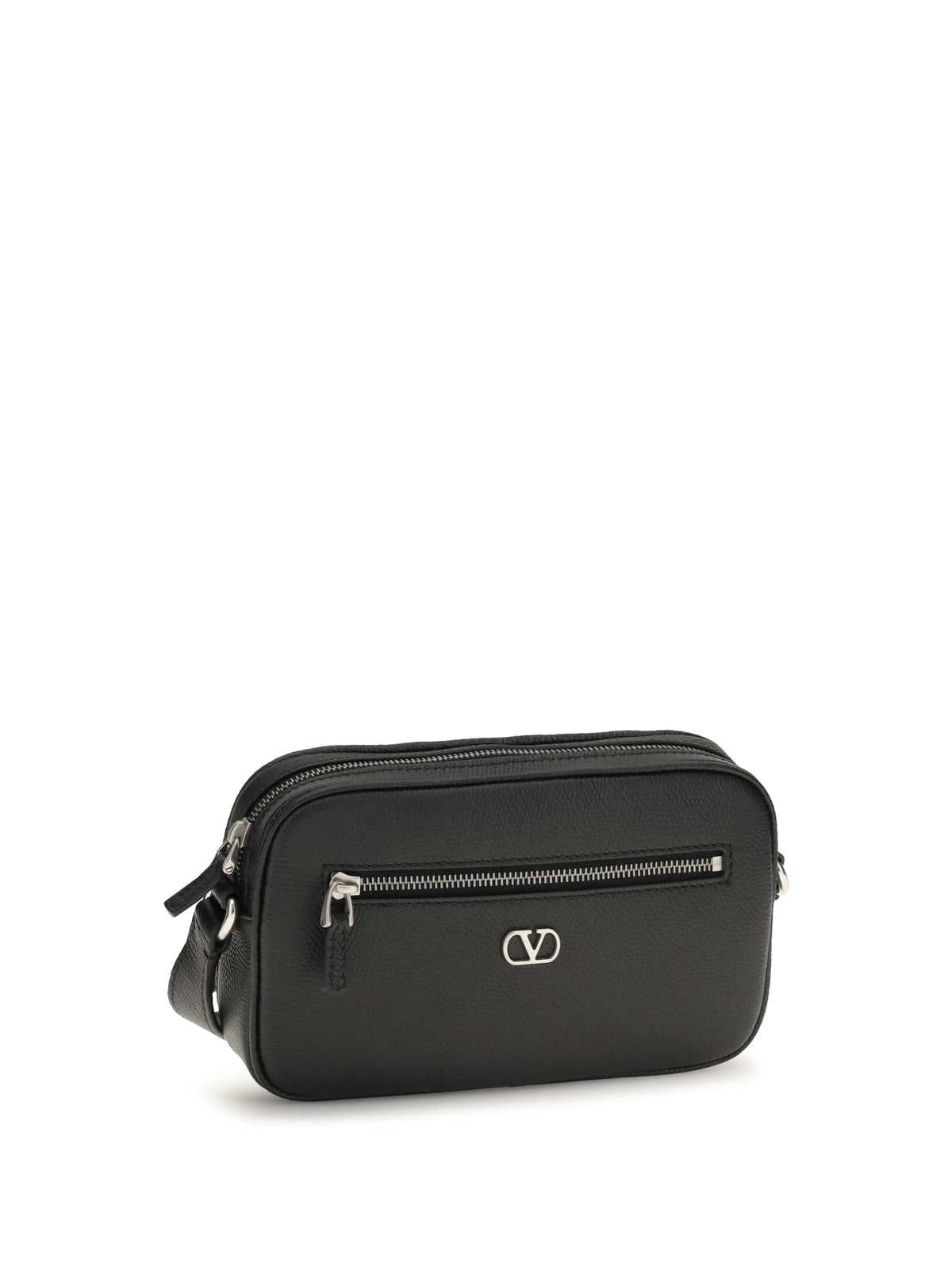 Valentino Garavani Grained leather Crossbody Bag with zip - Black
