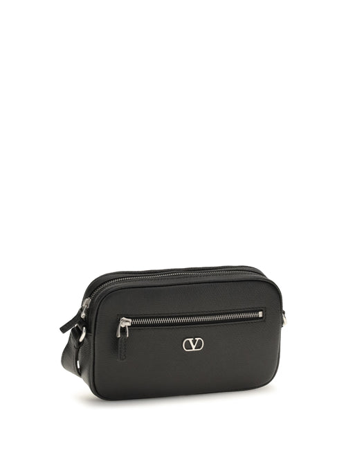 Valentino Garavani Grained leather Crossbody Bag with zip - Black