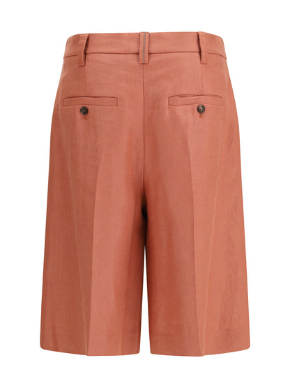 BRUNELLO CUCINELLI Sartorial Bermuda Shorts in fluid viscose and linen twill
