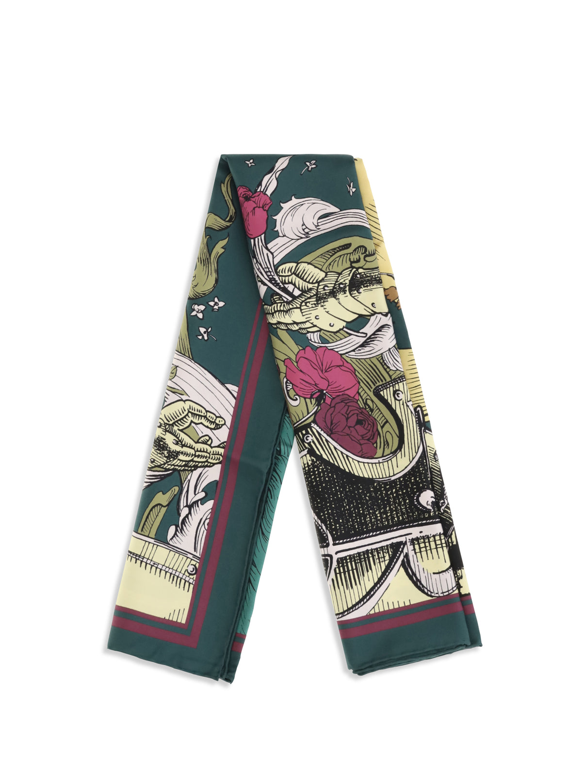 Burberry Silk Scarf with Etched Knight - Emerald Green
