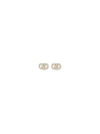 Valentino Garavani VLogo Signature Earrings in metal and Swarovski crystals - Gold/Crystal