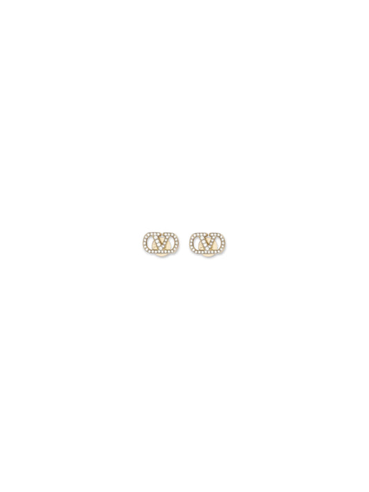 Valentino Garavani VLogo Signature Earrings in metal and Swarovski crystals - Gold/Crystal