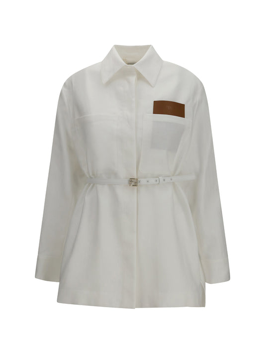 FENDI Linen and cotton belted Jacket