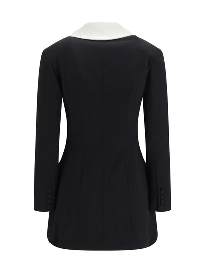 Self-Portrait Long double-breasted Blazer with contrast neckline - Black