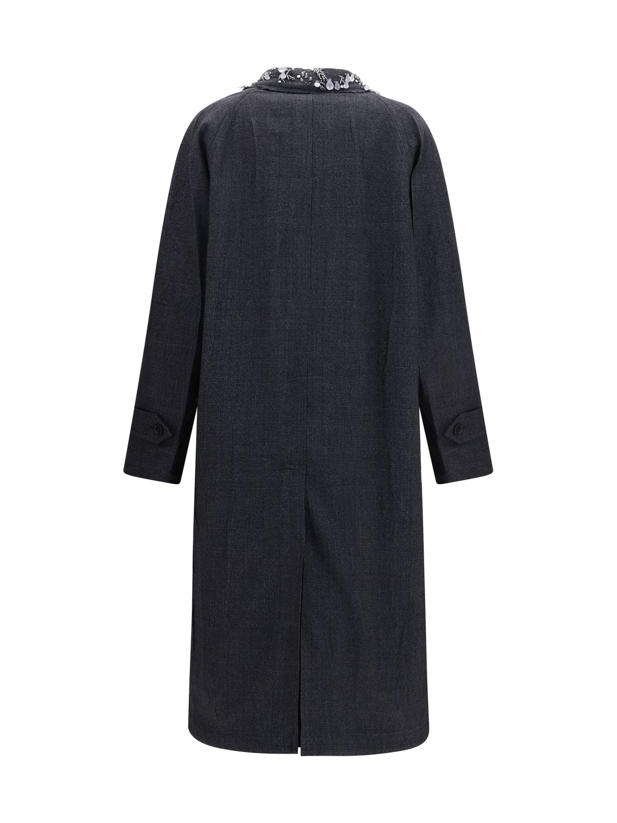 Prada Single-breasted mouliné Prince of Wales and embroidered twill Coat - Nero+Agave