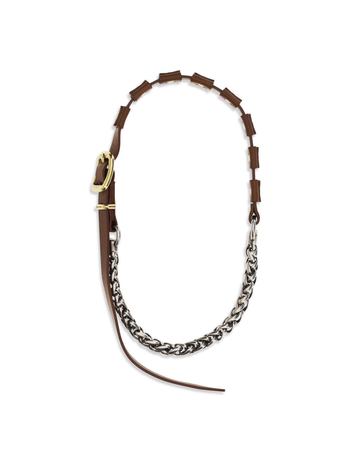 Miu Miu Leather Necklace - Tabacco+Arg.Ve+Bron