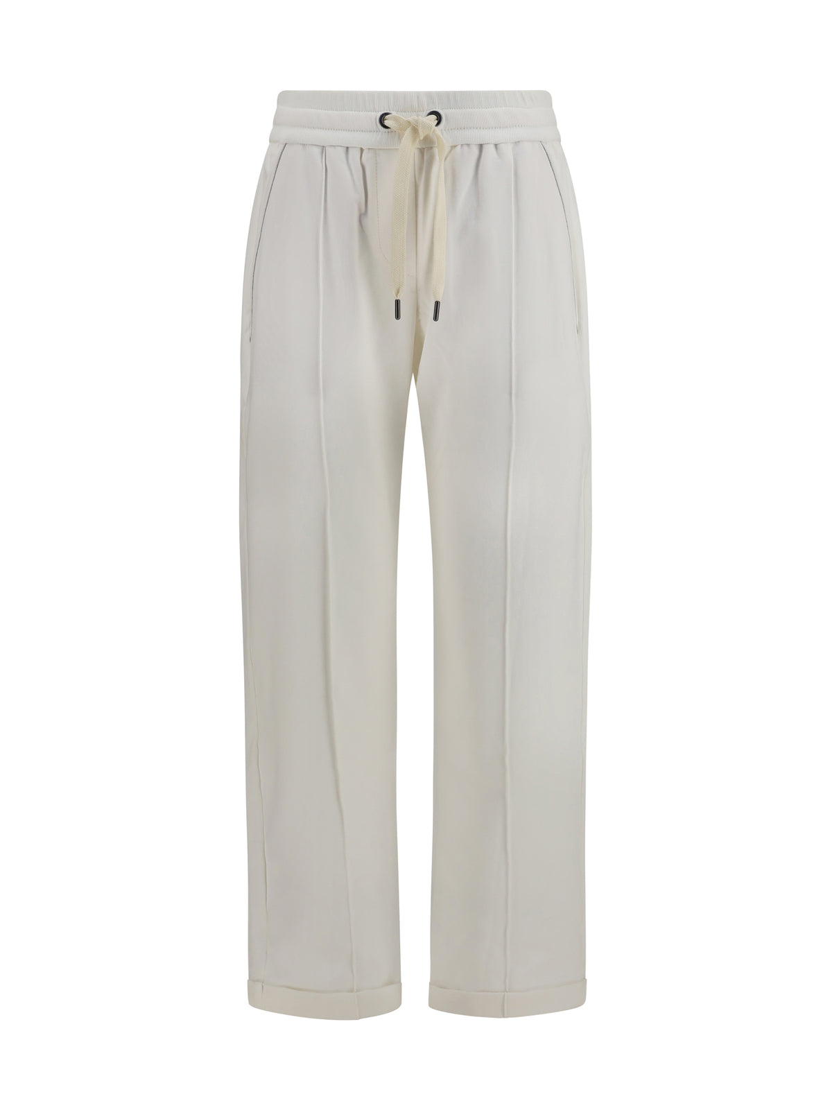 Brunello Cucinelli Track stretch-fleece Pants with monili detailing - Natural