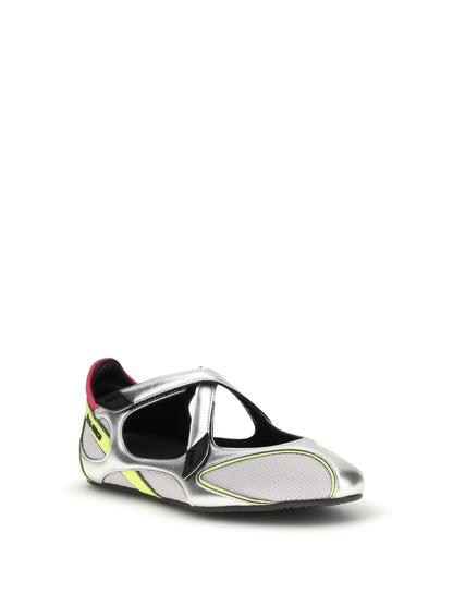 The Attico Floor 01 Ballerinas - Holographic Silver
