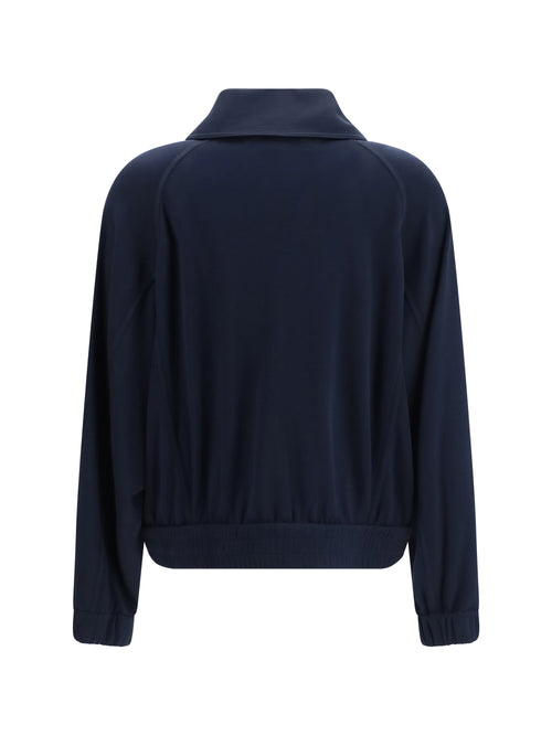 Brunello Cucinelli High-neck Sweatshirt in cotton and silk blend - Night Sky/Grey Dark