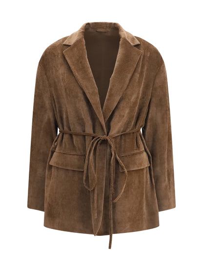 Brunello Cucinelli Cashmere-blend Jacket with drawstrings - Sigaro