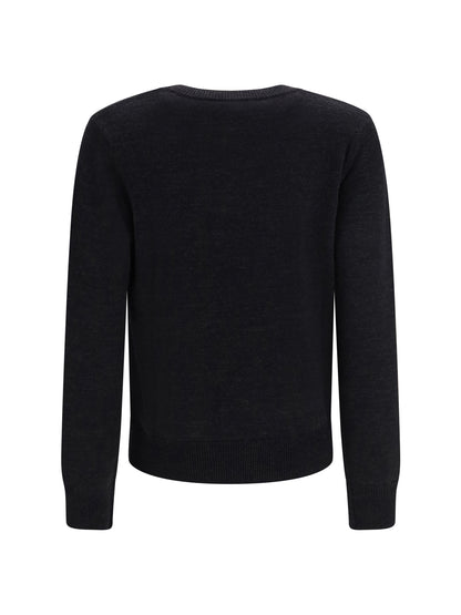 Ganni Wool Sweater with crochet flower - Phantom