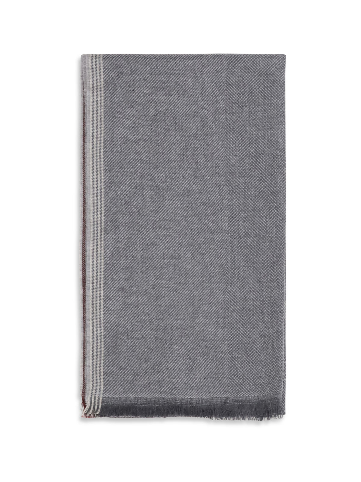Brunello Cucinelli Cashmere Scarf - Grey Burgundy