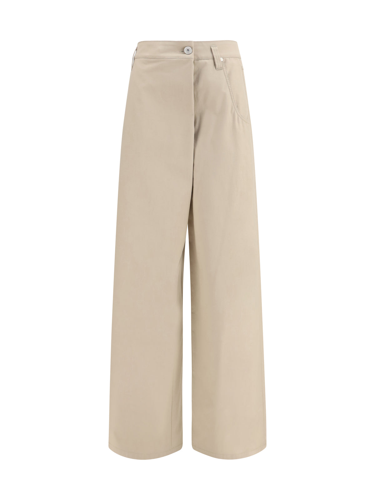 Brunello Cucinelli Wide-leg cotton Pants with monili - Sandshell