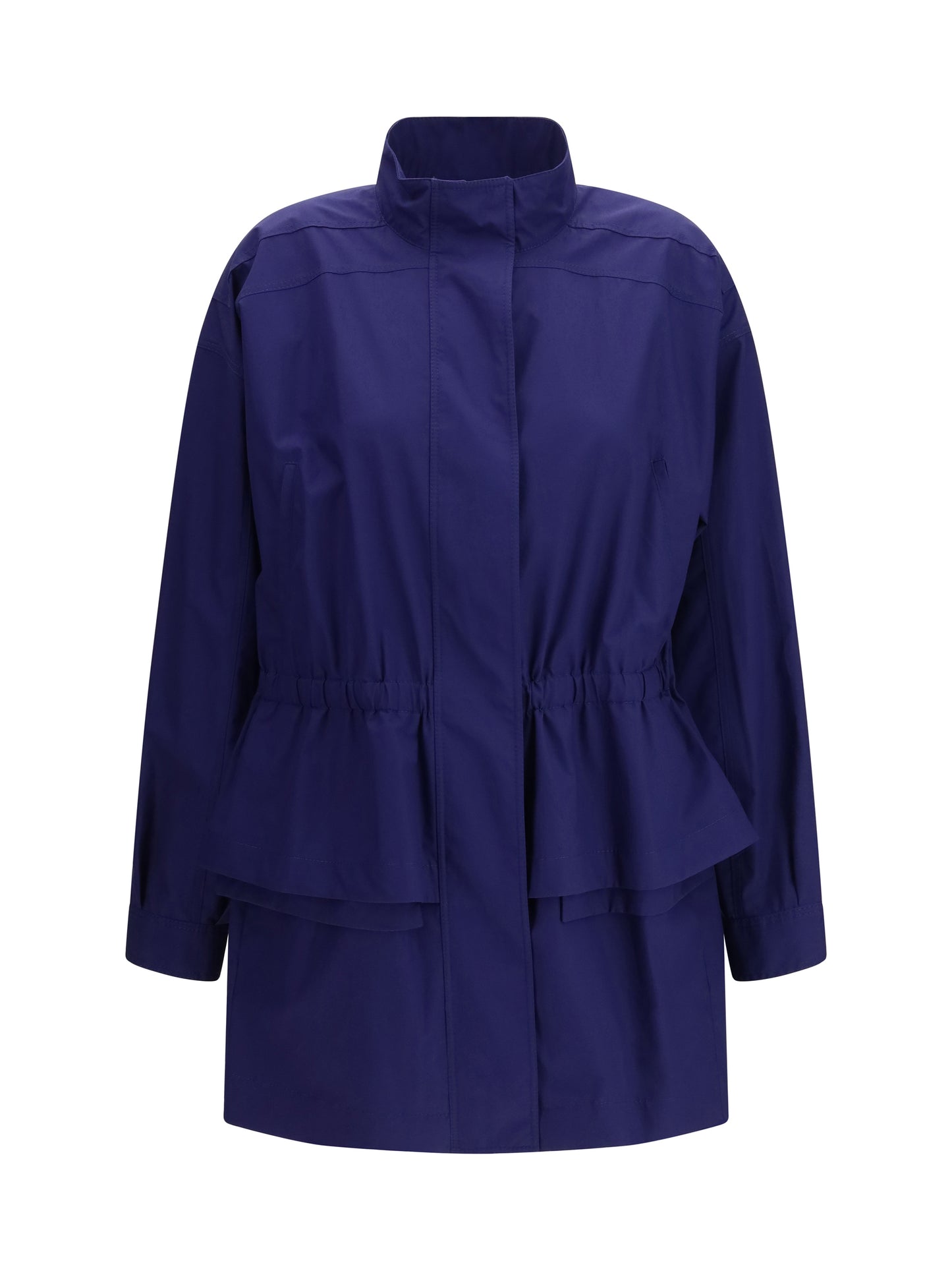 FENDI Midi poplin Parka in cotton with logo embroidery