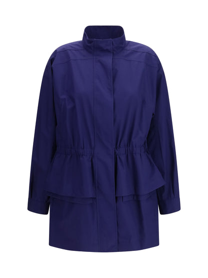 FENDI Midi poplin Parka in cotton with logo embroidery