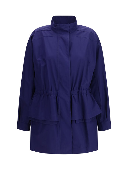 FENDI Midi poplin Parka in cotton with logo embroidery