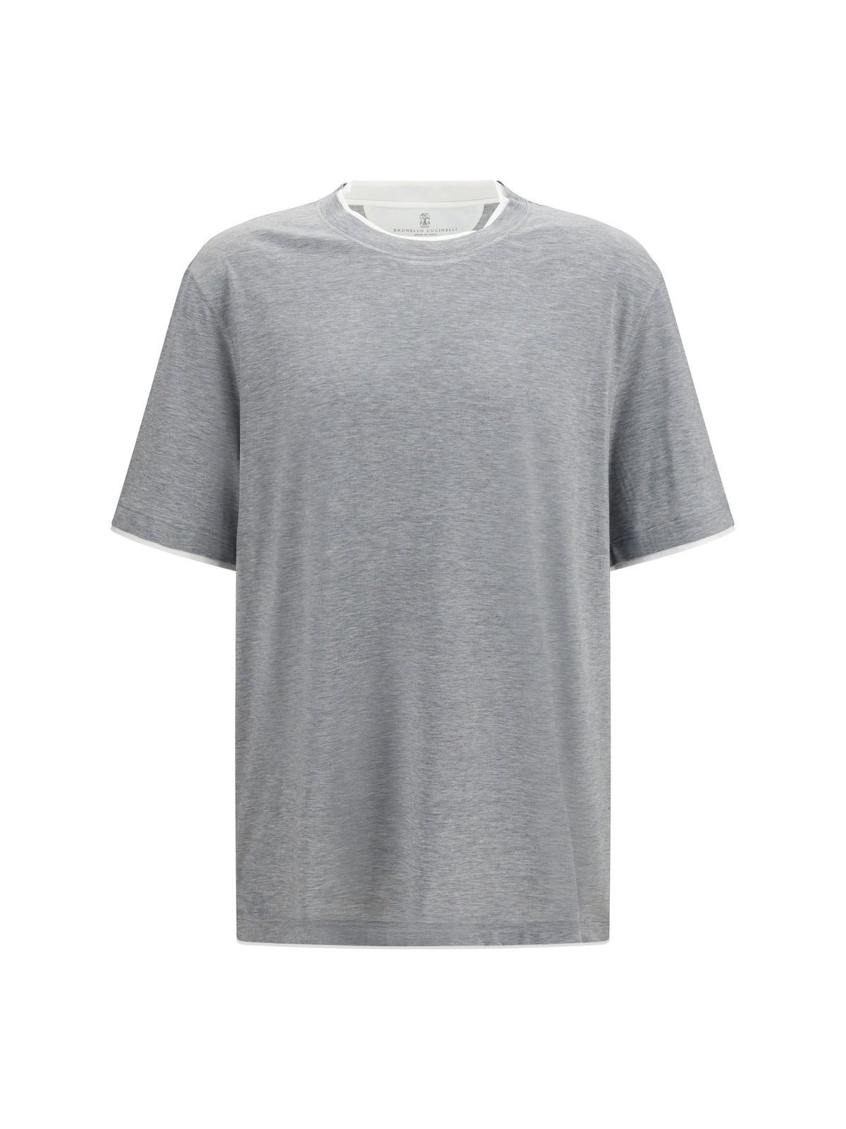 Brunello Cucinelli Silk T-shirt - Grigio+Off White