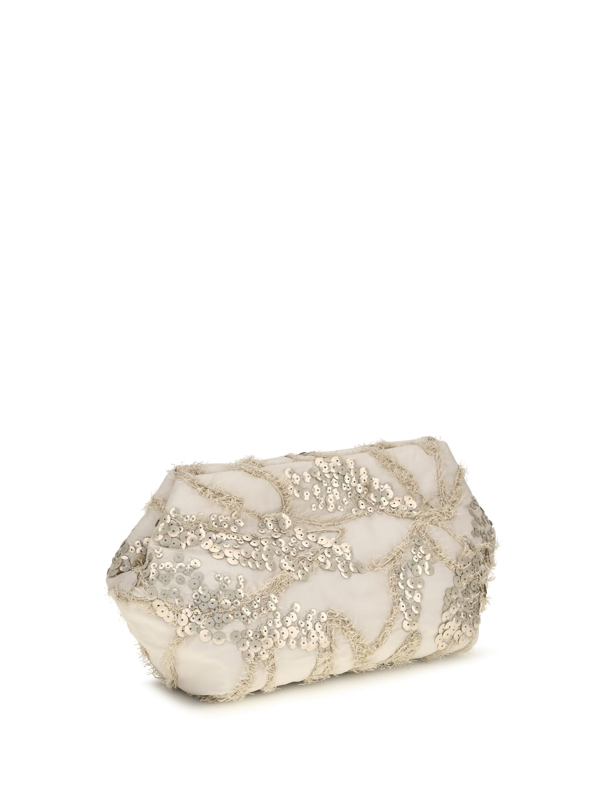 Brunello Cucinelli Embroidered silk organza Clutch - Feather