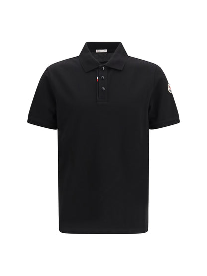 Moncler Cotton piqué Polo Shirt with logo - Black